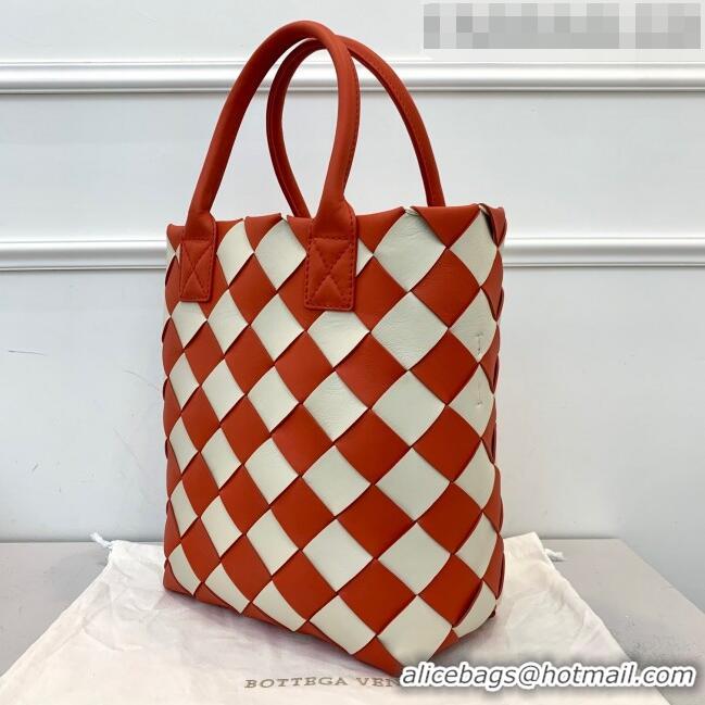 Trendy Design Bottega Veneta Maxi Cabat 30 Tote in Woven Nappa Lambskin BV12603 Orange/White