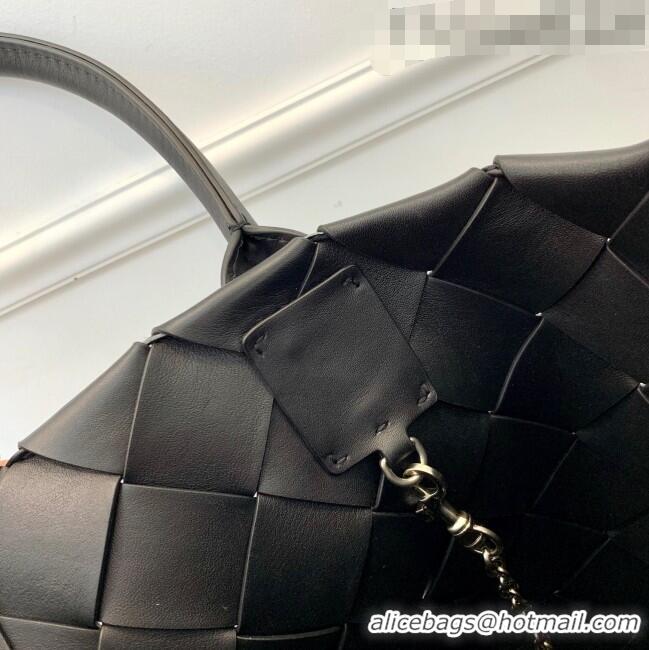 Famous Brand Bottega Veneta Maxi Cabat 30 Tote in Woven Nappa Lambskin BV12603 All Black