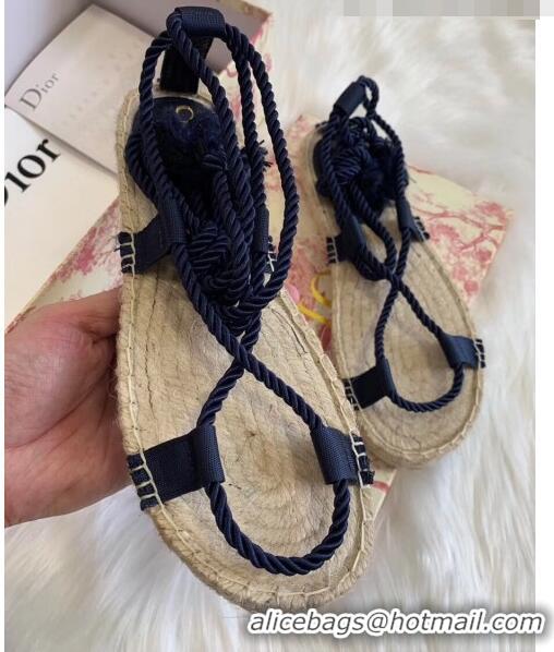 Promotional Dior Diorexpress Embroidered and Woven Cotton Sandal G41550 Blue 2020