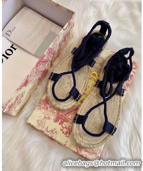 Promotional Dior Diorexpress Embroidered and Woven Cotton Sandal G41550 Blue 2020