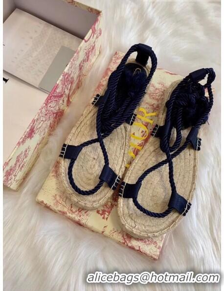 Promotional Dior Diorexpress Embroidered and Woven Cotton Sandal G41550 Blue 2020