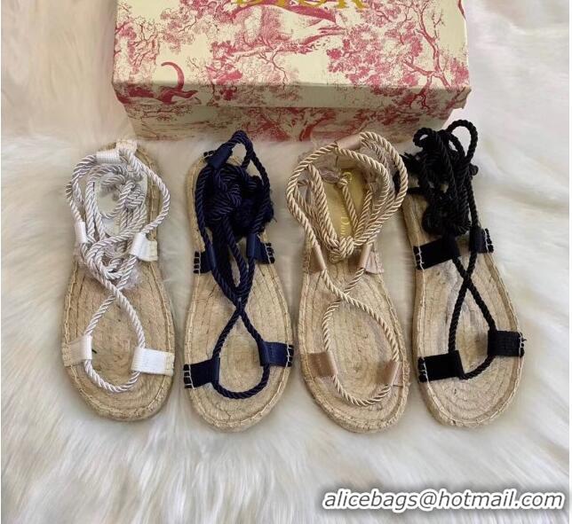 Promotional Dior Diorexpress Embroidered and Woven Cotton Sandal G41550 Blue 2020