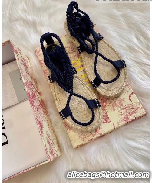 Promotional Dior Diorexpress Embroidered and Woven Cotton Sandal G41550 Blue 2020