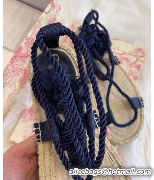 Promotional Dior Diorexpress Embroidered and Woven Cotton Sandal G41550 Blue 2020