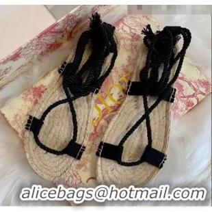 Top Quality Dior Diorexpress Embroidered and Woven Cotton Sandal G41550 Black 2020