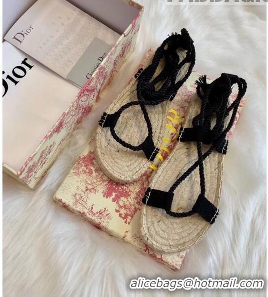 Top Quality Dior Diorexpress Embroidered and Woven Cotton Sandal G41550 Black 2020