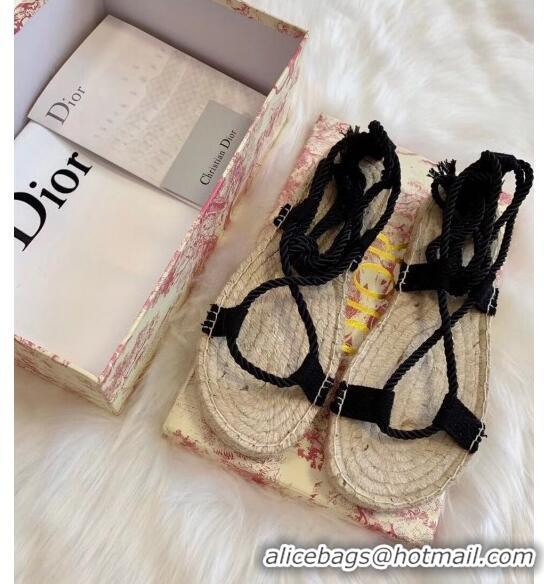 Top Quality Dior Diorexpress Embroidered and Woven Cotton Sandal G41550 Black 2020