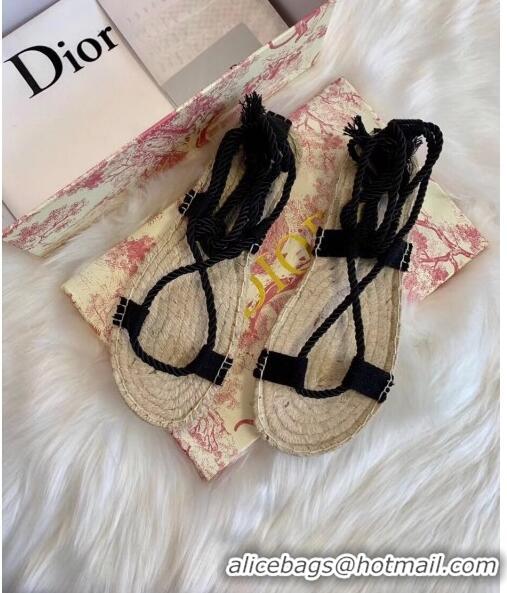 Top Quality Dior Diorexpress Embroidered and Woven Cotton Sandal G41550 Black 2020