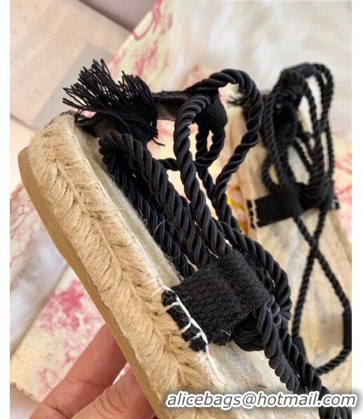 Top Quality Dior Diorexpress Embroidered and Woven Cotton Sandal G41550 Black 2020