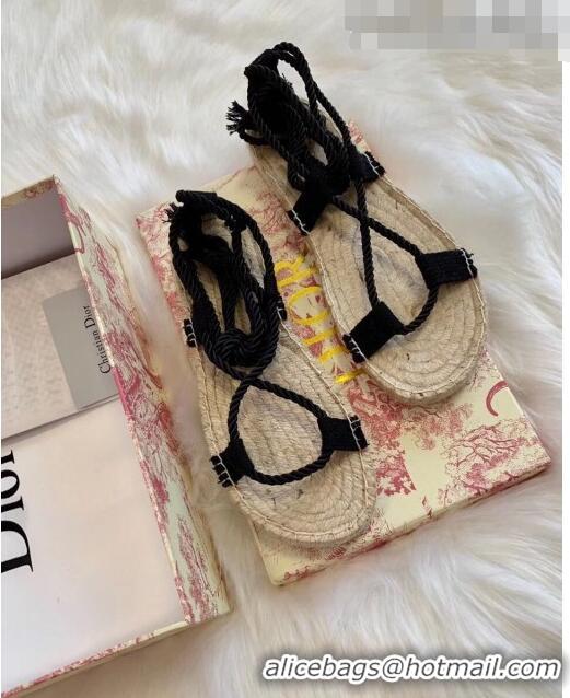 Top Quality Dior Diorexpress Embroidered and Woven Cotton Sandal G41550 Black 2020