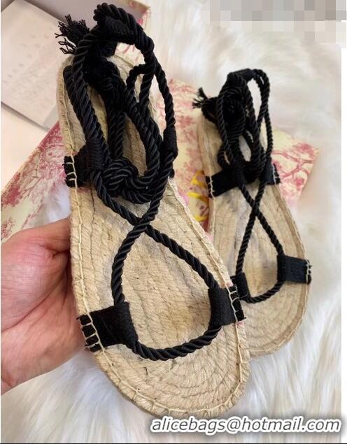 Top Quality Dior Diorexpress Embroidered and Woven Cotton Sandal G41550 Black 2020