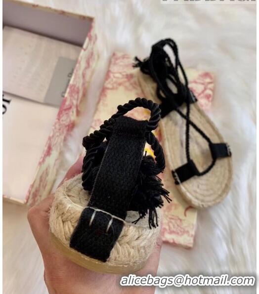 Top Quality Dior Diorexpress Embroidered and Woven Cotton Sandal G41550 Black 2020