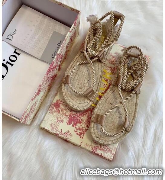 Most Popular Dior Diorexpress Embroidered and Woven Cotton Sandal G41550 Beige 2020