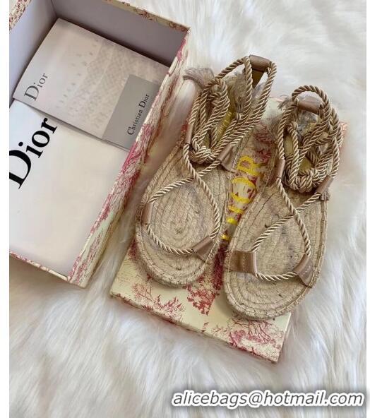 Most Popular Dior Diorexpress Embroidered and Woven Cotton Sandal G41550 Beige 2020