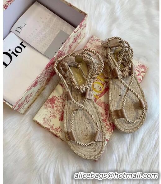 Most Popular Dior Diorexpress Embroidered and Woven Cotton Sandal G41550 Beige 2020