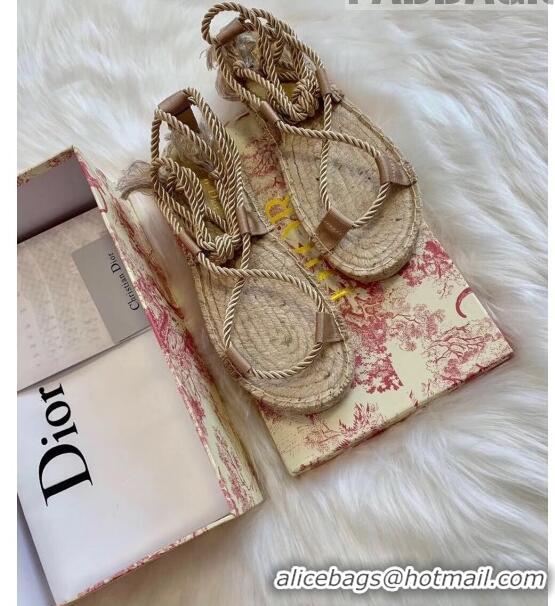 Most Popular Dior Diorexpress Embroidered and Woven Cotton Sandal G41550 Beige 2020