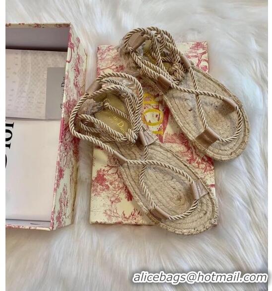 Most Popular Dior Diorexpress Embroidered and Woven Cotton Sandal G41550 Beige 2020