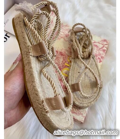 Most Popular Dior Diorexpress Embroidered and Woven Cotton Sandal G41550 Beige 2020