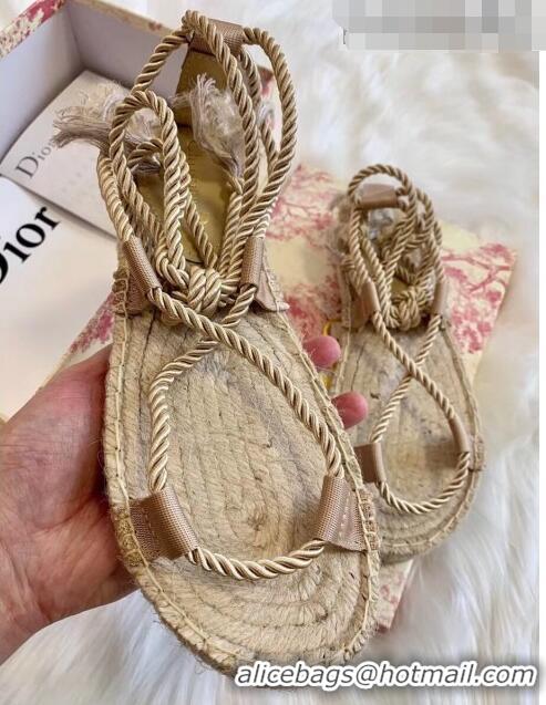 Most Popular Dior Diorexpress Embroidered and Woven Cotton Sandal G41550 Beige 2020