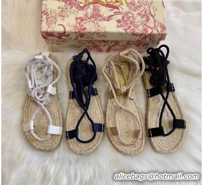 Most Popular Dior Diorexpress Embroidered and Woven Cotton Sandal G41550 Beige 2020