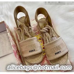 Promotional Dior Granville Dior Oblique Embroidered Cotton Lace-up Espadrille Sandal CD41554