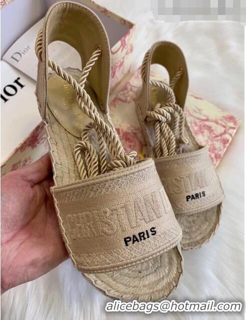 Promotional Dior Granville Dior Oblique Embroidered Cotton Lace-up Espadrille Sandal CD41554