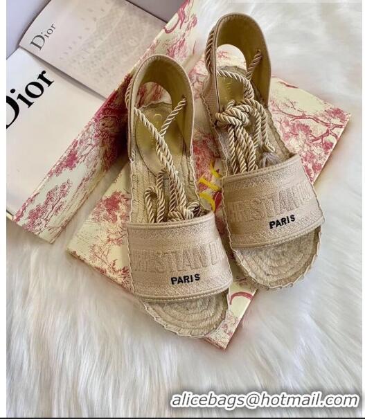 Promotional Dior Granville Dior Oblique Embroidered Cotton Lace-up Espadrille Sandal CD41554