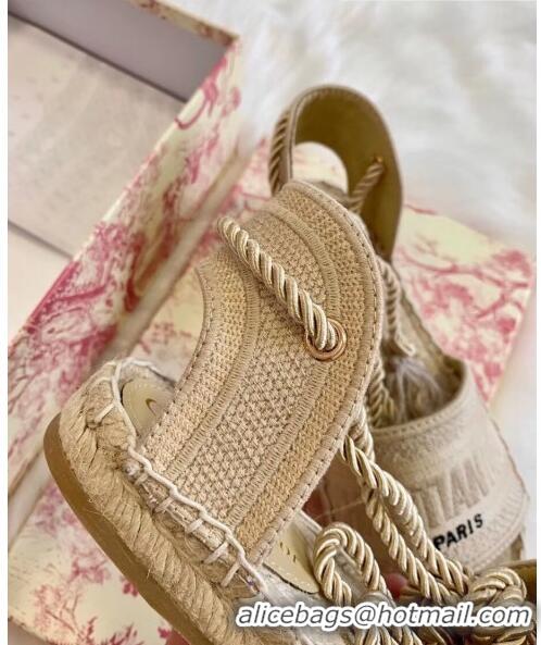 Promotional Dior Granville Dior Oblique Embroidered Cotton Lace-up Espadrille Sandal CD41554