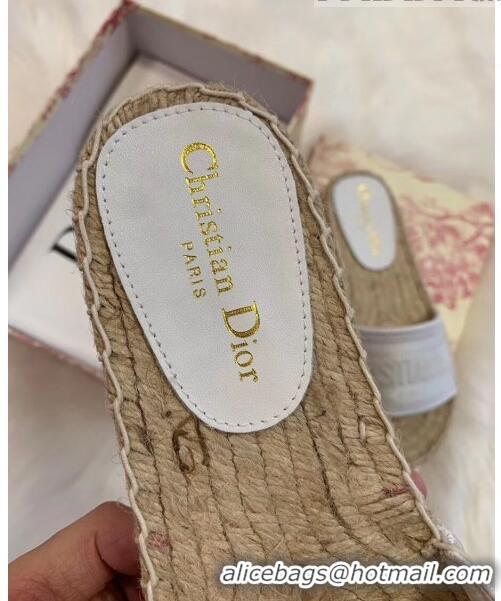 Discount Dior Granville Embroidered Cotton Espadrille Mule CD1555 White