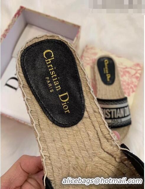 Market Sells Dior Granville Embroidered Cotton Espadrille Mule CD1555 Black