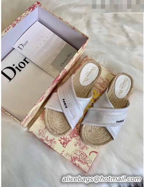 Best Price Dior Granville Embroidered Cotton Mule Sandals CD1559 White