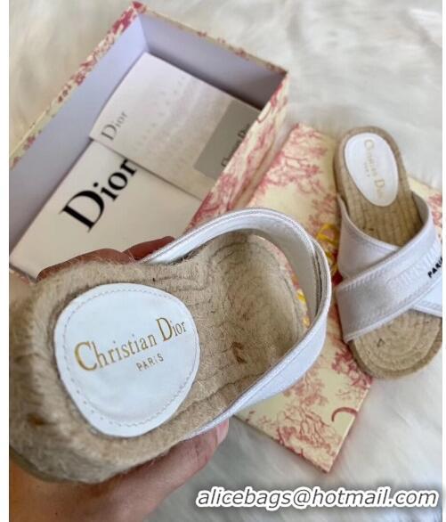 Best Price Dior Granville Embroidered Cotton Mule Sandals CD1559 White