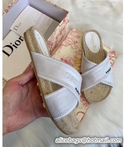 Best Price Dior Granville Embroidered Cotton Mule Sandals CD1559 White