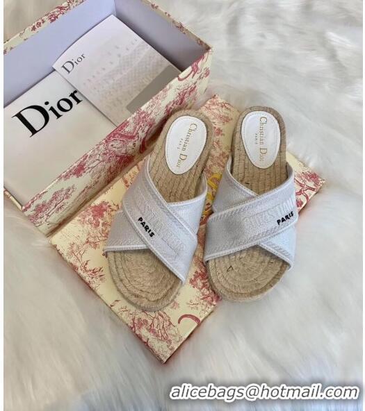 Best Price Dior Granville Embroidered Cotton Mule Sandals CD1559 White