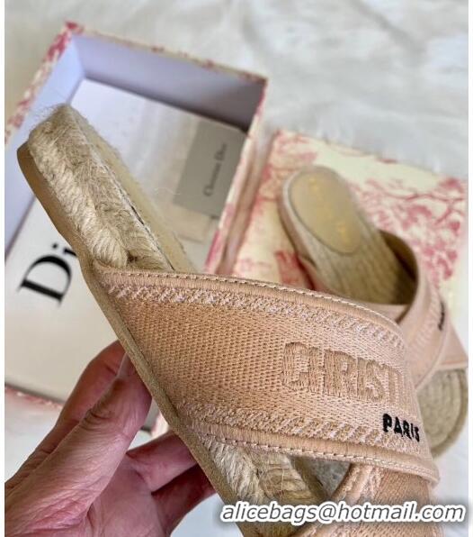 Inexpensive Dior Granville Embroidered Cotton Mule Sandals CD1559 Cream