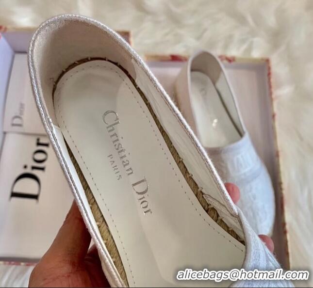 Grade Dior Granville Dior Oblique Embroidered Cotton Espadrille CD1562 White