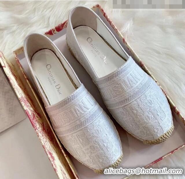 Grade Dior Granville Dior Oblique Embroidered Cotton Espadrille CD1562 White