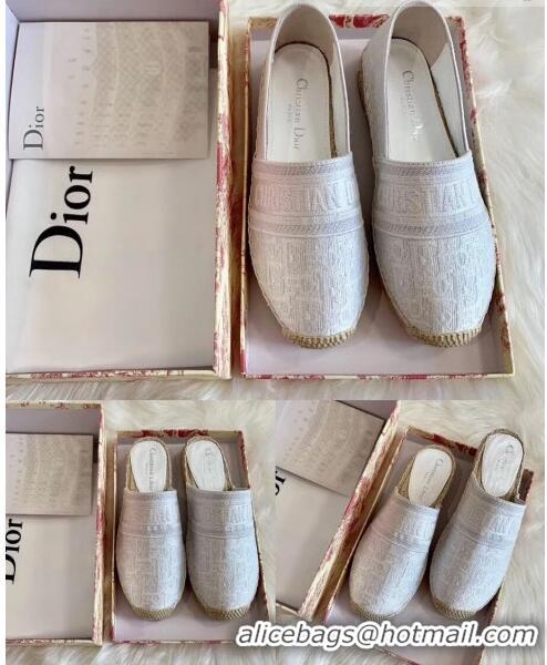 Grade Dior Granville Dior Oblique Embroidered Cotton Espadrille CD1562 White