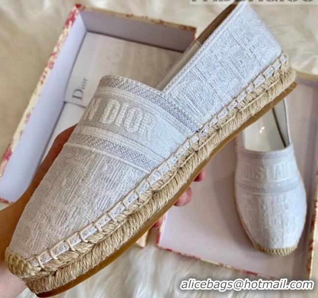 Grade Dior Granville Dior Oblique Embroidered Cotton Espadrille CD1562 White