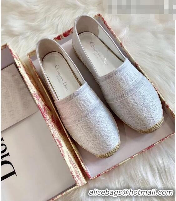 Grade Dior Granville Dior Oblique Embroidered Cotton Espadrille CD1562 White