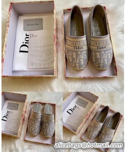 Trendy Design Dior Granville Dior Oblique Embroidered Cotton Espadrille CD1562 Grey