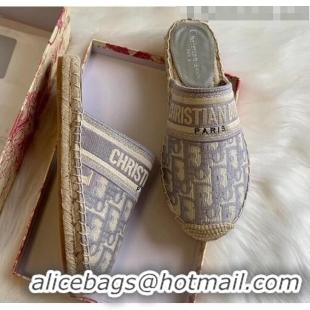 Popular Style Dior Granville Dior Oblique Embroidered Cotton Mule CD1566 Grey