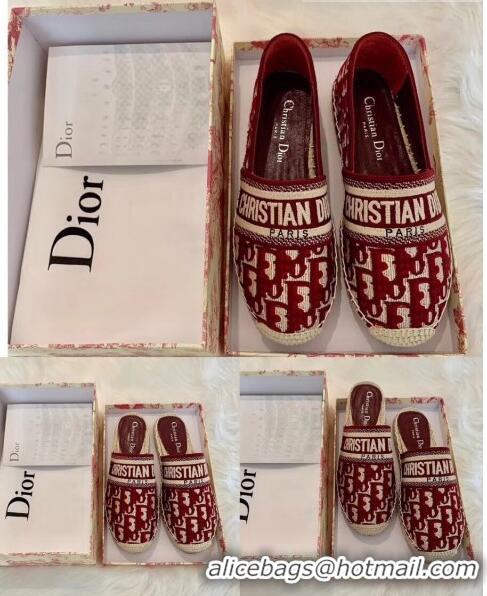 Well Crafted Dior Granville Dior Oblique Embroidered Cotton Mule CD1566 Burgundy