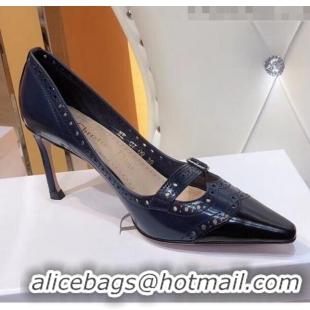 Buy Discount Dior Spectadior Strap Pumps in Perforated Leather CD1804 Black/Blue 2020