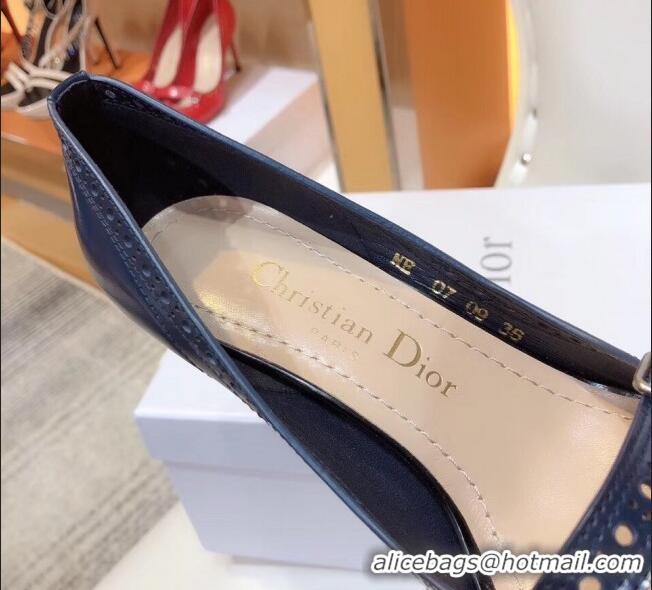 Buy Discount Dior Spectadior Strap Pumps in Perforated Leather CD1804 Black/Blue 2020