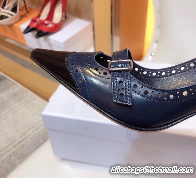 Buy Discount Dior Spectadior Strap Pumps in Perforated Leather CD1804 Black/Blue 2020