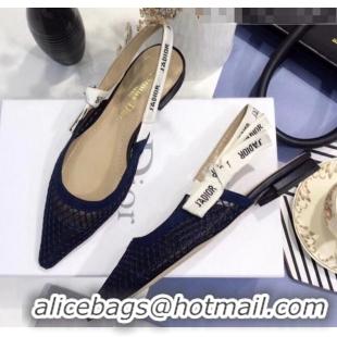 Best Price Dior J'Adior Slingback Fishnet Ballerian Flat CD1808 Blue 2020