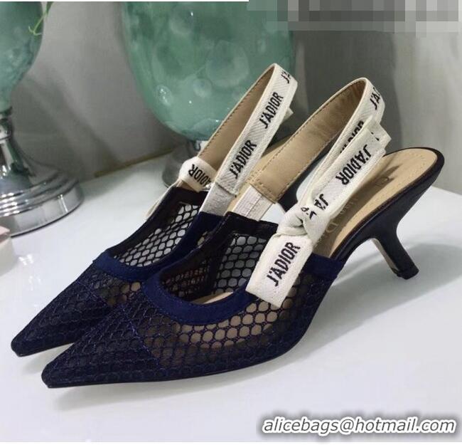 Buy Fashionable Dior J'Adior Slingback Fishnet Pump With 6.5cm Heel CD1810 Blue 2020