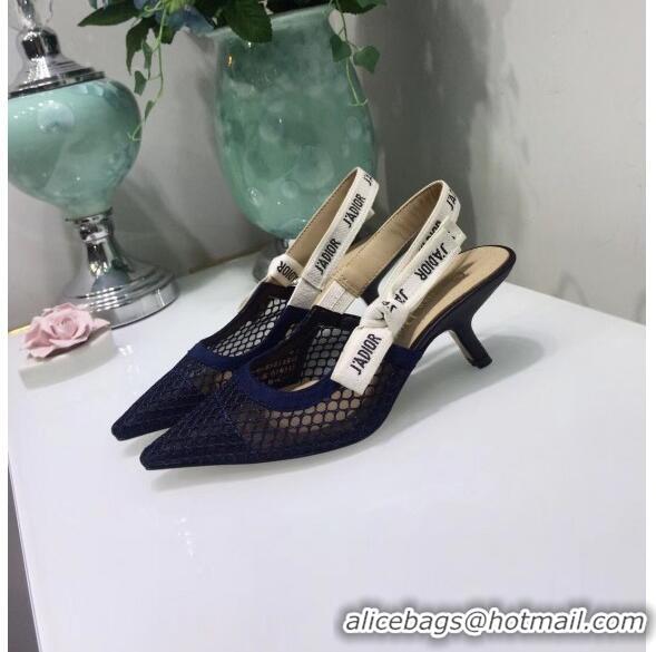 Buy Fashionable Dior J'Adior Slingback Fishnet Pump With 6.5cm Heel CD1810 Blue 2020