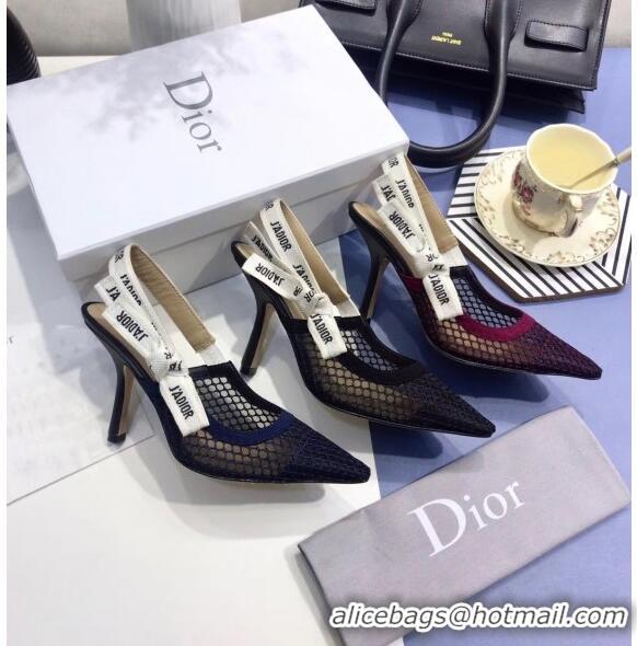 Buy Fashionable Dior J'Adior Slingback Fishnet Pump With 6.5cm Heel CD1810 Blue 2020